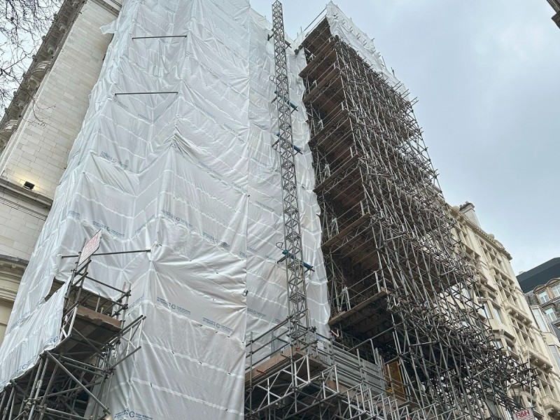 Scaffolding structure design at Savoy Hotel