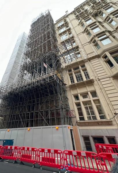 Scaffolding structure design at Savoy Hotel
